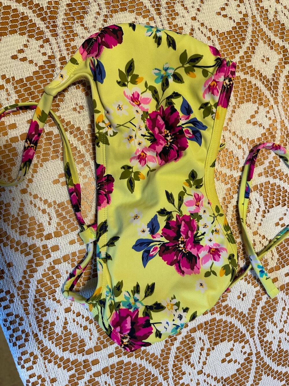 Xhilaration Chartreuse Yellow Neon Floral Bikini